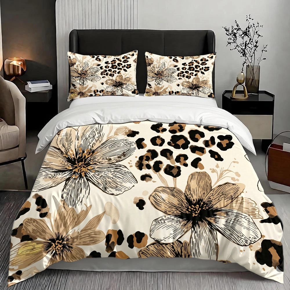 3Pc Leopard Print Floral Duvet - đánh giá và giá Luxury Skincare Design